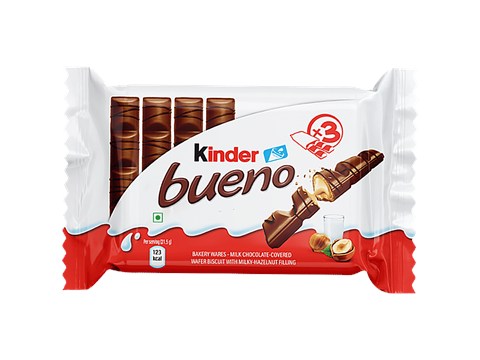 Kinder Bueno Milk Chocolate Covered Wafer Biscuit With Milky Hazelnut Filling, 129 g
