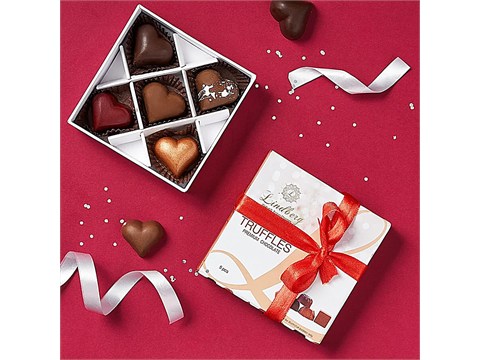 Lindberg Valentines Belgian Heart Chocolate Truffles - Assorted, 5 pcs