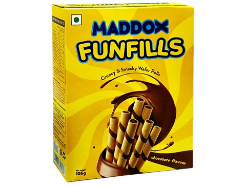 Maddox Funfills Chocolate Wafer Rolls, 105 g