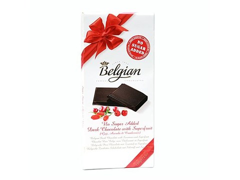 The Belgian No Sugar Added Dark Chocolate - Superfruit, 100 g