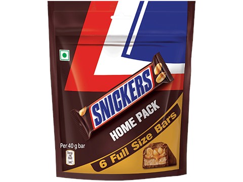Snickers Peanut Filled Chocolate Bar Home Pack With Full Size, 240 g