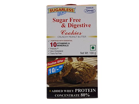 Sugarless Bliss Sugar Free & Digestive Cookies - Crunchy Peanut Butter, 100 g