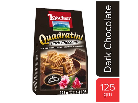 Loacker Quadratini Wafer Cookies - Dark Chocolate, 125 g