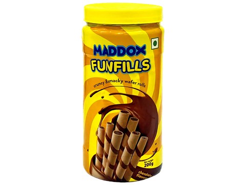Maddox Funfills Chocolate Wafer Rolls, 200 g