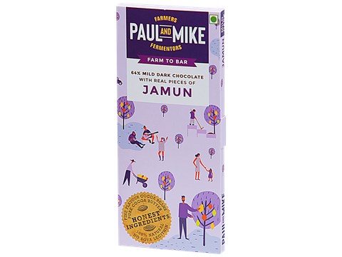 Paul And Mike 64% Mild Dark Chocolates With Real Jamun, 68 g