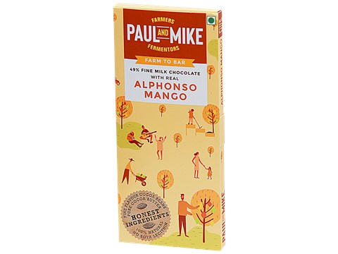 Paul And Mike 49% Fine Milk Chocolate With Alphonso Mango, 68 g