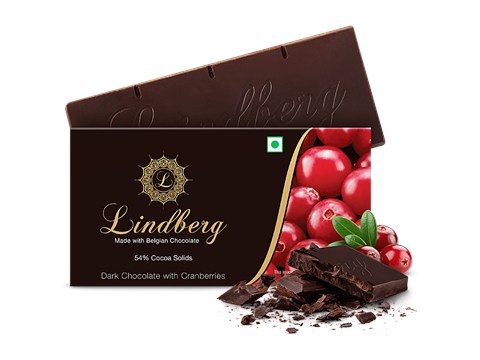 Lindberg Belgian Dark Chocolate - Cranberries, 54% Cocoa Solids, 50 g