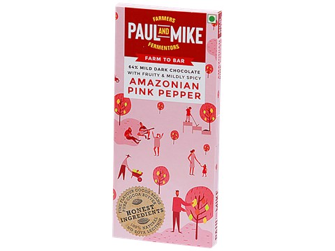 Paul And Mike 64% Mild Dark Chocolate With Amazon Pink Pepper, 68 g