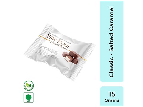 Ville Nour Chocomallows Chocolate Coated Marshmallow - Salted Caramel, No Gelatine, 15 g