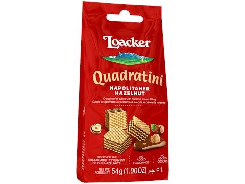 Loacker Quadratini Napolitaner Hazelnut Crispy Wafer Cubes, 54 g