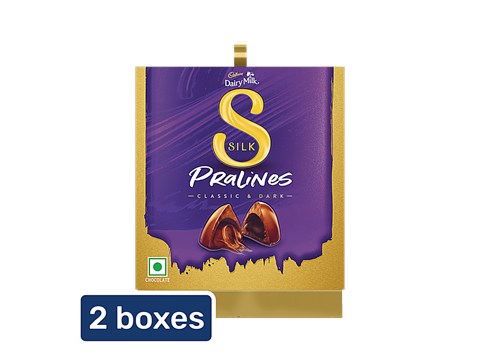 Cadbury Dairy Milk Silk Pralines Classic & Dark Chocolate Gift Pack, 2x176 g