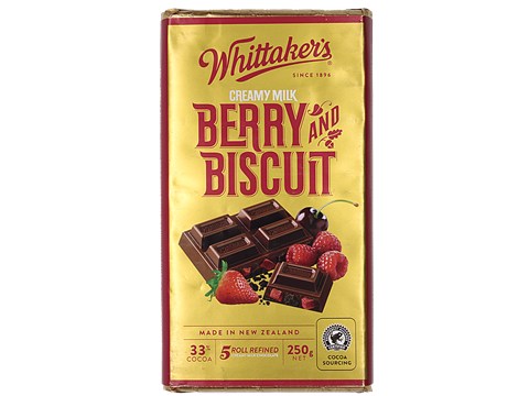 WHITTAKERS Creamy Milk Berry & Biscuit Chocolate Bar - Rich Flavour, Superior Taste, 250 g