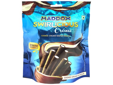 Maddox Swirlicious Creme Cookie Cream Wafer Rolls - Mini, 135.6 g