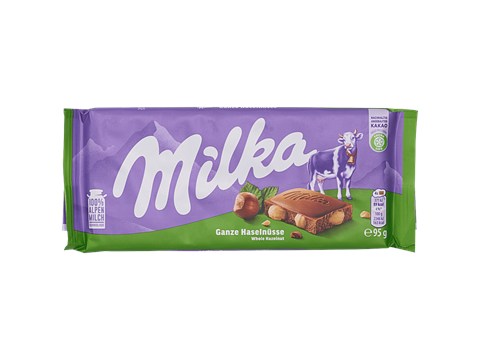 Milka Ganze Haselnusse Whole Hazelnut Chocolate, 95 g
