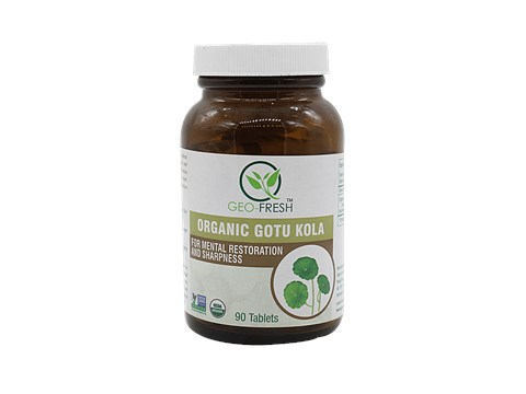 Geo-Fresh Tablets - Organic, Gotu Kola, 600 mg, USDA Certified, 90 pcs