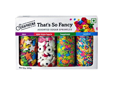 Serapheena That's so Fancy Sugar Sprinkles - Assorted Colours & Designs, For Cake Decoration, 100 g
