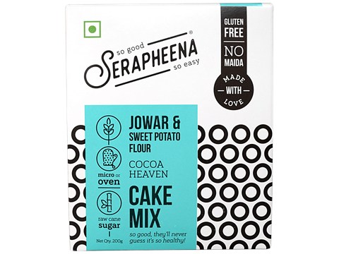 Serapheena Jowar & Sweet Potato Flour Cake Mix - Cocoa Heaven, Rich In Iron, Calcium, 200 g