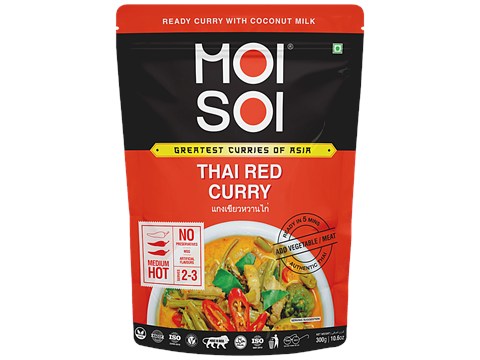 Moi Soi Thai Red Curry Cooking Sauce With Coconut Milk, Thai Herbs & Spices - Ready In 5 mins, Add Veggies Or Meat, 300 g