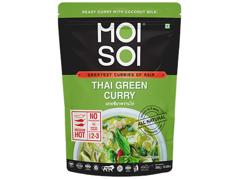 Moi Soi Thai Green Curry Cooking Sauce With Coconut Milk, Thai Herbs & Spices, Ready in 5 mins, Add Veggies Or Meat, 300 g