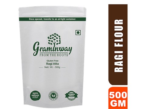 Graminway Ragi Atta /Finger Millet Flour - Gluten Free, Healthy , Fibre Rich, For Sweet & Savoury Recipes, 500 g