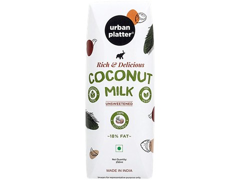Urban Platter Unsweetened Coconut Milk - Unsweetened, 250 ml