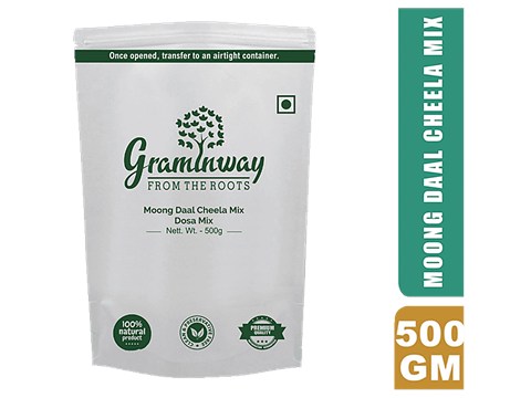 Graminway Moong Daal Cheela Mix - Spices Blended, Authentic Taste, For Cheela, Chapatis , Parantha, 500 g