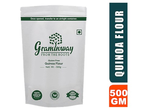 Graminway Quinoa Flour - Gluten Free, Dietary Fibre, Protein Rich, Healthy Alternative For Breads, Chapati, 500 g