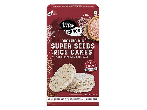 Wise Crack Organic Big Super Seeds Rice Cakes - With Himalayan Rock Salt, 125 g