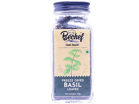 Bechef Basil Leaves - Freeze-dried, For Seasoning, Enhances Taste & Flavour, 40 g