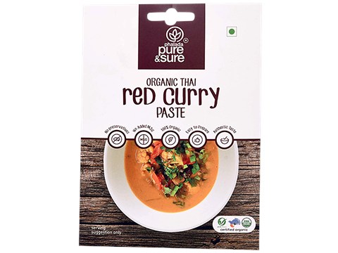 Phalada Pure & Sure Organic Thai Red Curry Paste - Authentic, Fresh, No Preservatives, 50 g