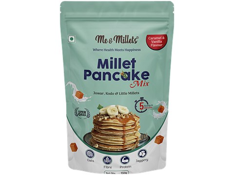 Me & Millets Caramel & Vanilla Flavour Millet Pancake Mix, 150 g