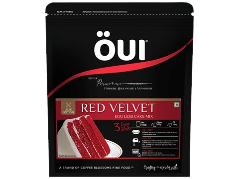 OUI Red Velvet Eggless Cake Mix - Luxe Edition, Super Soft, Fluffy, 1 kg