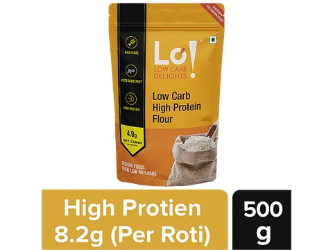 LO! Low Carb High Protein Flour - High Fibre, Dietitian Recommended Keto Atta, 500 g