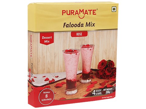 Puramate Falooda Mix - Rose, Used For Making Dessert, 200 g