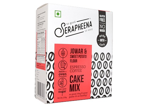 Serapheena Jowar & Sweet Potato Flour Cake Mix - Espresso Coffee, Gluten-Free, No Preservatives, 205 g