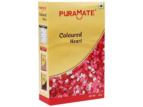 Puramate Coloured Heart - Used For Garnishing, 50 g