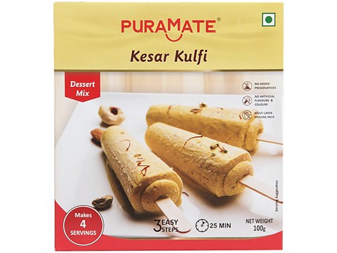 Puramate Kesar Kulfi Dessert Mix - Makes 4 Servings, 100 g