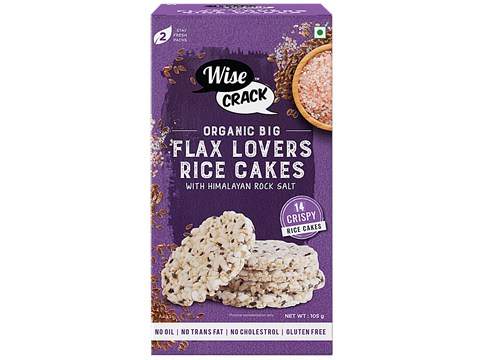 Wise Crack Organic Big Flax Lovers Rice Cakes - With Himalayan Rock Salt, 125 g