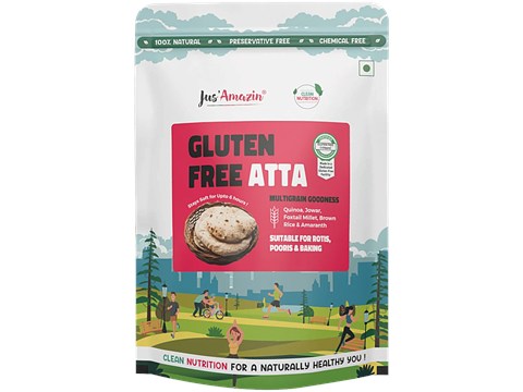 Jus Amazin Gluten Free Atta For Rotis, Pooris & Baking - Multigrain, Millets, Quinoa & Amaranth, Natural, 1 kg