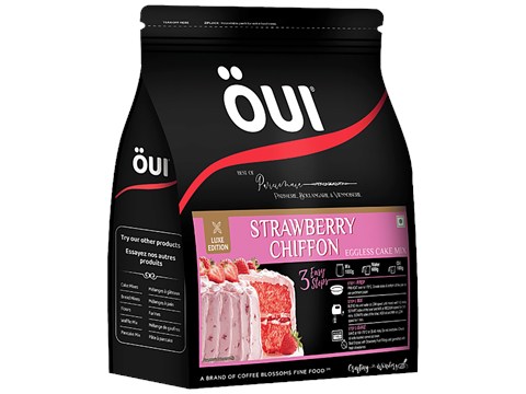 OUI Strawberry Chiffon Eggless Cake Mix - Luxe Edition, Super Soft, Fluffy, 1 kg