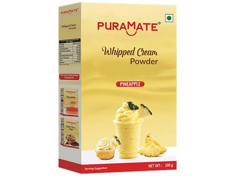 Puramate Whipped Cream Powder- Pineapple, Adds Volume, Richness, Smoothness, 100 g