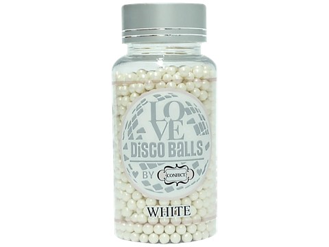 Confect Love Disco Balls Sprinkles 4 MM - White, For Baking, Vegan, Gluten Free & Jain Friendly, 120 g