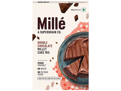 Mille Millet Cake Mix - Double Chocolate, No Maida, Eggless, Gluten Free, High Plant Protein, No Refined Sugar, 400 g