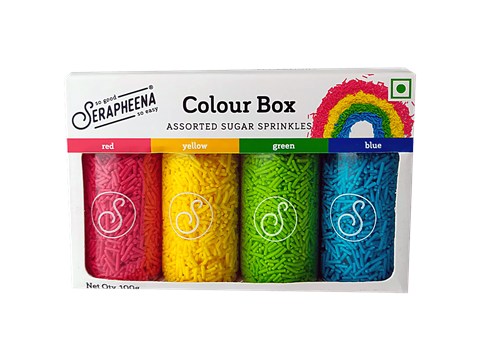 Serapheena Colour Box Sugar Sprinkles - Assorted Colours & Designs, For Cake Decoration, 100 g