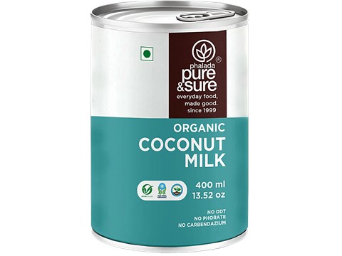 Phalada Pure & Sure Organic Coconut Milk - Natural, Creamy, Cholesterol-Free, No Preservatives, 400 ml