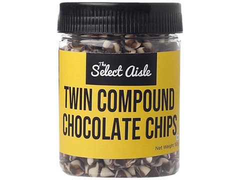 The Select Aisle Twin Compound Chocolate Chips - Premium, Rich, For Baked Desserts, 150 g