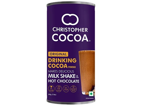 Christopher Cocoa Original Drinking Chocolate Cocoa Powder - Dark No Sugar, 200 g