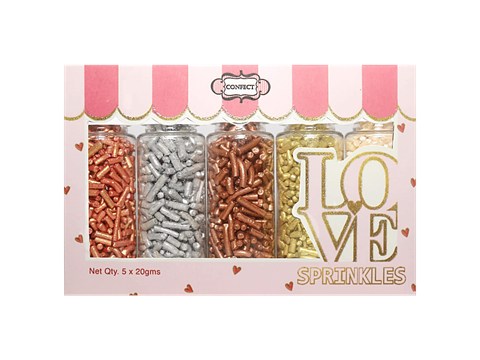Confect Vermicelli Sprinkles - Love Sprinkles, Vegan & Gluten Free, 100 g