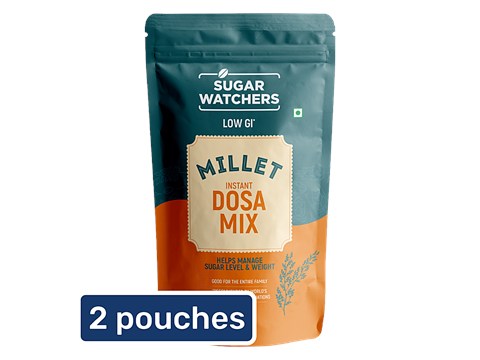 Sugar Watchers Millet Low GI Instant Dosa Mix | Diabetic Friendly | Gluten Free, 2x200 g