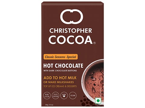 Christopher Cocoa Hot Chocolate Powder - With Dark Chocolate Buttons, 200 g